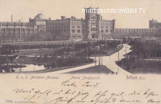 Wien, K.K. Artilleriee Arsenal u. Maria Josef Park - Wien - alte historische Fotos Ansichten Bilder Aufnahmen Ansichtskarten 