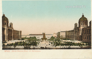 Maria Theresia  Platz mit Hofmuseum - Wien - alte historische Fotos Ansichten Bilder Aufnahmen Ansichtskarten 