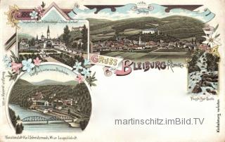 3 Bild Litho Karte - Bleiburg - Völkermarkt - alte historische Fotos Ansichten Bilder Aufnahmen Ansichtskarten 