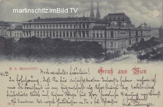 Wien, K.K. Universität - Mondscheinkarte - Wien - alte historische Fotos Ansichten Bilder Aufnahmen Ansichtskarten 