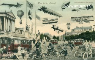 Wien in der Zukunft, Franzensring mit Parlament   - Wien  1.,Innere Stadt - alte historische Fotos Ansichten Bilder Aufnahmen Ansichtskarten 