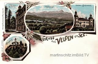 4 Bild Litho Karte - Velden - Kärnten - alte historische Fotos Ansichten Bilder Aufnahmen Ansichtskarten 