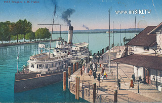 Bregenz - Hafen mit Dampfschiff - Bregenz - alte historische Fotos Ansichten Bilder Aufnahmen Ansichtskarten 