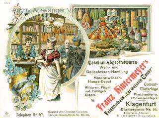 Klagenfurt, Werbekarte Feinkosthaus - Innere Stadt  (1. Bez) - alte historische Fotos Ansichten Bilder Aufnahmen Ansichtskarten 