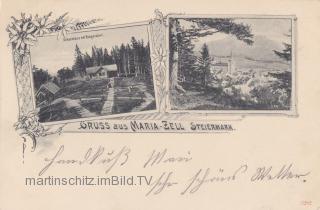 2 Bild Litho Karte - Maria Zell - Mariazell - alte historische Fotos Ansichten Bilder Aufnahmen Ansichtskarten 