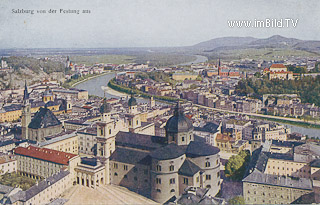 Salzburg von der Festung - Salzburg - alte historische Fotos Ansichten Bilder Aufnahmen Ansichtskarten 
