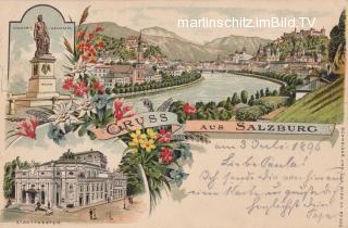 3 Bild Litho Karte - Salzburg - Salzburg(Stadt) - alte historische Fotos Ansichten Bilder Aufnahmen Ansichtskarten 
