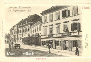 Das Café Horn in der Widmanngasse, um 1900 - Villach - alte historische Fotos Ansichten Bilder Aufnahmen Ansichtskarten 