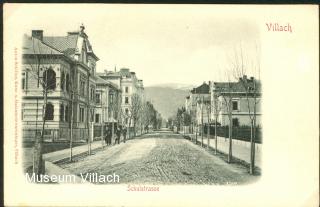 Schulstraße um 1910, Blick zum Zentrum - Villach - alte historische Fotos Ansichten Bilder Aufnahmen Ansichtskarten 