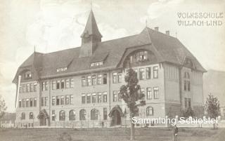 Die Volksschule in Lind, um 1910 - Villach-Lind - alte historische Fotos Ansichten Bilder Aufnahmen Ansichtskarten 