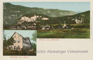 Fürnitz, Ortsansicht und Gasthof zur Post - Villach Land - alte historische Fotos Ansichten Bilder Aufnahmen Ansichtskarten 