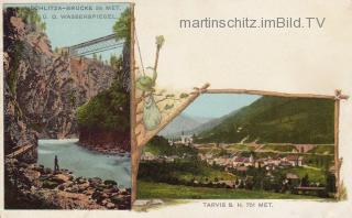 2 Bild Litho Karte - Tarvis mit Schlitza Schlucht - Friaul Julisch Venetien - alte historische Fotos Ansichten Bilder Aufnahmen Ansichtskarten 