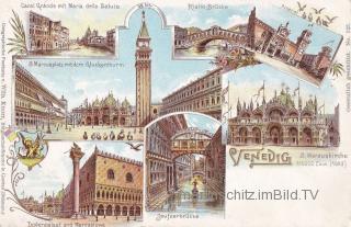 7 Bild Litho Karte - Venedig - Venetien - alte historische Fotos Ansichten Bilder Aufnahmen Ansichtskarten 