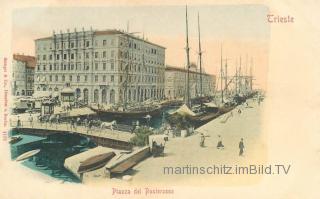 Triest, Piazza del Ponterosso am Canal Grande - Italien - alte historische Fotos Ansichten Bilder Aufnahmen Ansichtskarten 