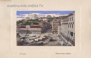 Triest, Piazza Carlo Goldoni - Prägekarte - Italien - alte historische Fotos Ansichten Bilder Aufnahmen Ansichtskarten 