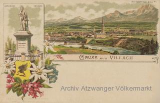 189? - 2 Bild Litho Karte Villach - alte historische Fotos Ansichten Bilder Aufnahmen Ansichtskarten 