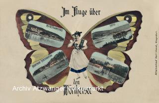 Schmetterlingkarte Im Fluge über den Wörthersee - Kärnten - alte historische Fotos Ansichten Bilder Aufnahmen Ansichtskarten 