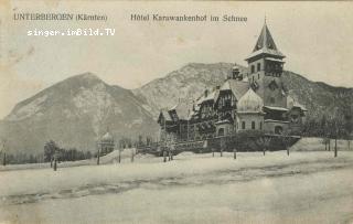 Unterbergen Hotel Karawankenhof im Schnee - Klagenfurt Land - alte historische Fotos Ansichten Bilder Aufnahmen Ansichtskarten 