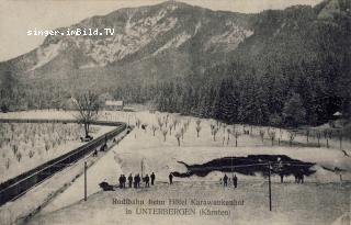 Unterbergen Rodelbahn beim Hotel Karawankenhof - Klagenfurt Land - alte historische Fotos Ansichten Bilder Aufnahmen Ansichtskarten 