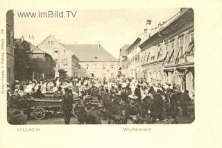 Wochenmarkt, um 1900 - Villach - alte historische Fotos Ansichten Bilder Aufnahmen Ansichtskarten 
