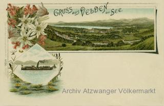 2 Bild Litho Karte Velden am See  - Villach Land - alte historische Fotos Ansichten Bilder Aufnahmen Ansichtskarten 