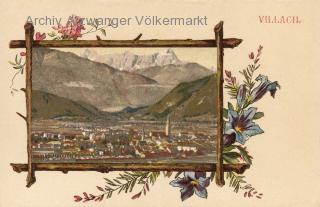 Villach Panoramaansicht - alte historische Fotos Ansichten Bilder Aufnahmen Ansichtskarten 