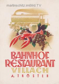 Villach Bahnhofrestaurant Tröster - Kärnten - alte historische Fotos Ansichten Bilder Aufnahmen Ansichtskarten 