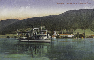 Dampfschiff Landskron vor Ossiach - Ossiach - alte historische Fotos Ansichten Bilder Aufnahmen Ansichtskarten 