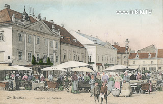 Wr. Neustadt - Hauptlatz mit Rathaus - Wiener Neustadt - alte historische Fotos Ansichten Bilder Aufnahmen Ansichtskarten 