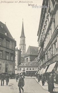 Stallburggasse mit Michaelerkirche - Wien - alte historische Fotos Ansichten Bilder Aufnahmen Ansichtskarten 
