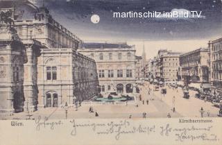 Wien, Kärntnerstraße und Hofoper - Mondscheinkarte - Wien,Innere Stadt - alte historische Fotos Ansichten Bilder Aufnahmen Ansichtskarten 