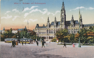 Rathaus mit Rathauspark - Wien - alte historische Fotos Ansichten Bilder Aufnahmen Ansichtskarten 