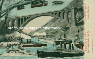 Salcanobrücke, der Zukunftshafen bei Görz - alte historische Fotos Ansichten Bilder Aufnahmen Ansichtskarten 