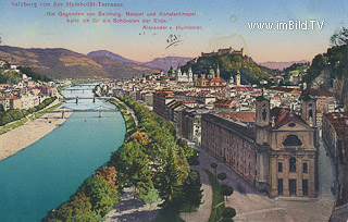 Salzburg von der Humboldt-Terasse - Salzburg - alte historische Fotos Ansichten Bilder Aufnahmen Ansichtskarten 