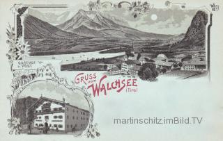 2 Bild Litho - Mondscheinkarte - Walchsee - Tirol - alte historische Fotos Ansichten Bilder Aufnahmen Ansichtskarten 