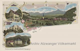 3 Bild Litho Karte Treffen - Treffen am Ossiacher See - alte historische Fotos Ansichten Bilder Aufnahmen Ansichtskarten 