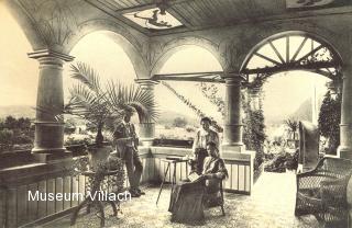 Kurgäste im Karawankenhof um 1912 - Villach-Warmbad-Judendorf - alte historische Fotos Ansichten Bilder Aufnahmen Ansichtskarten 