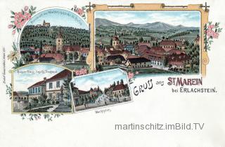 4 Bild Litho Karte - St. Marein bei Erlachstein - Slowenien - alte historische Fotos Ansichten Bilder Aufnahmen Ansichtskarten 