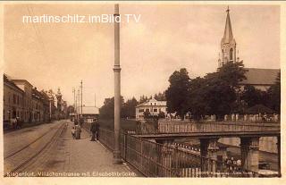 Klagenfurt, Villacherstrasse mit Elisabethbrücke  - alte historische Fotos Ansichten Bilder Aufnahmen Ansichtskarten 