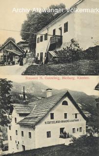 2 Bild Karte, Bleiberg Brauerei Gutzelnig - Villach Land - alte historische Fotos Ansichten Bilder Aufnahmen Ansichtskarten 