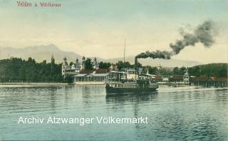 Velden, Westbucht mit Schlosshotel  - Villach Land - alte historische Fotos Ansichten Bilder Aufnahmen Ansichtskarten 