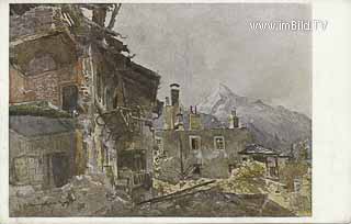 Zerschossene Häuser in Kötschach - Hermagor - alte historische Fotos Ansichten Bilder Aufnahmen Ansichtskarten 