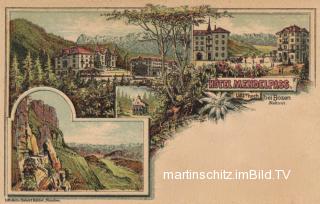 4 Bild Litho Karte - Bozen, Hotel Mendelpass - Italien - alte historische Fotos Ansichten Bilder Aufnahmen Ansichtskarten 