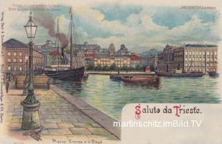 Triest, Piazza Grande e il Lloyd  - Italien - alte historische Fotos Ansichten Bilder Aufnahmen Ansichtskarten 