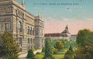 Museum und Elisabethinen Kirche - Oberösterreich - alte historische Fotos Ansichten Bilder Aufnahmen Ansichtskarten 