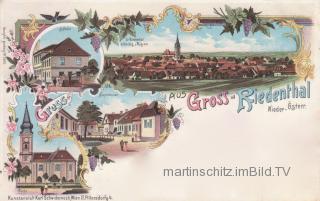 4 Bild Litho Karte - Gross-Riedenthal  - Niederösterreich - alte historische Fotos Ansichten Bilder Aufnahmen Ansichtskarten 