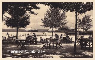 Sandbank, Strandbad Fürst mit Gastgarten  - Faak am See - alte historische Fotos Ansichten Bilder Aufnahmen Ansichtskarten 