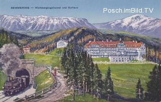 Semmering, Wolfsbergkogeltunnel und Kurhaus - alte historische Fotos Ansichten Bilder Aufnahmen Ansichtskarten 