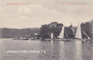 Pörtschach, Dampfschifflandeplatz bei Cafe Wezer - Klagenfurt Land - alte historische Fotos Ansichten Bilder Aufnahmen Ansichtskarten 