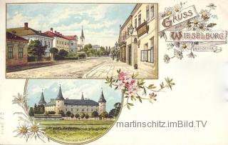 2 Bild Litho Karte, Wieselburg - Niederösterreich - alte historische Fotos Ansichten Bilder Aufnahmen Ansichtskarten 
